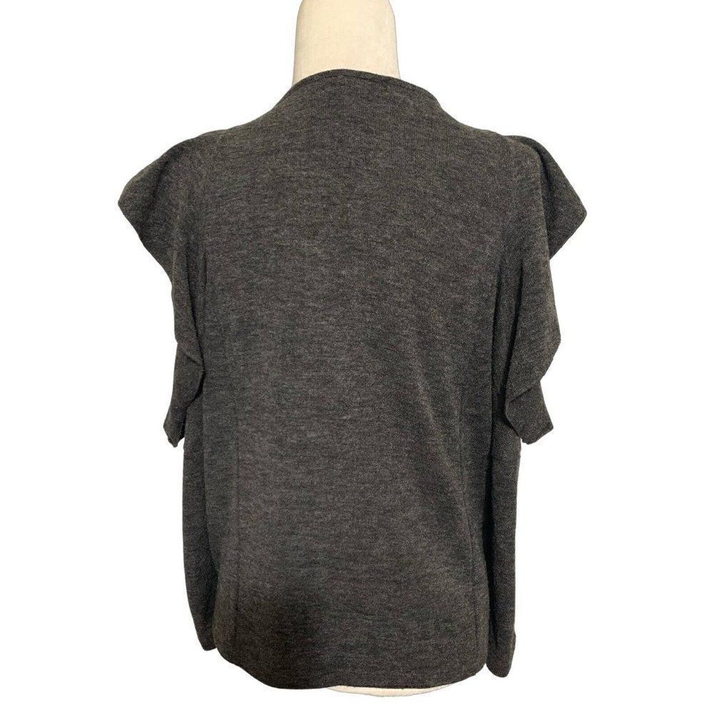 zara wb womens solid charcoal gray cold shoulder long sleeve sweater top medium - Picture 3 of 4